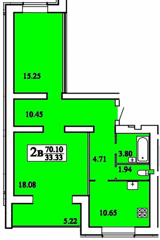 2-комнатная 70.1 м² в ЖК Дом от 14 500 грн/м², Хмельницкий