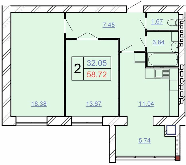 2-комнатная 58.72 м² в ЖСК Счастливый от 16 200 грн/м², Хмельницкий