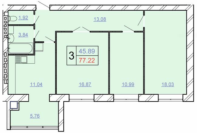 3-кімнатна 77.22 м² в ЖБК Щасливий від 16 200 грн/м², Хмельницький