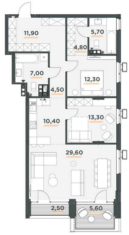 2-кімнатна 103.6 м² в ЖК 31 від 43 000 грн/м², Київ