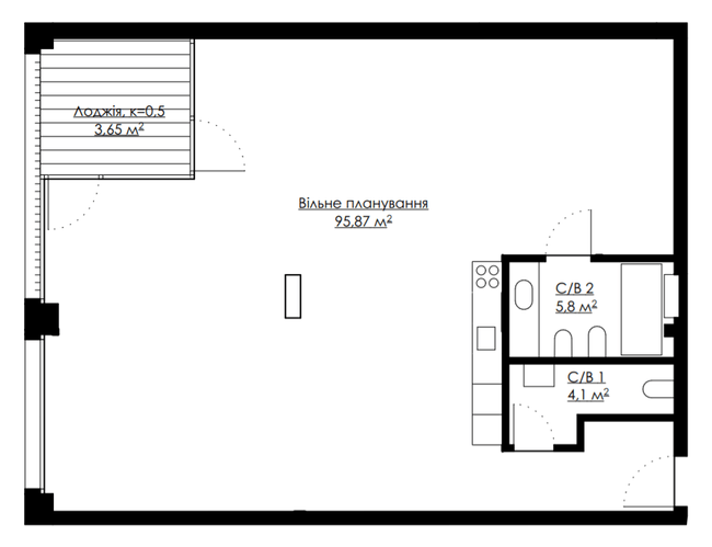 Свободная планировка 109.42 м² в ЖК ANDRIYIVSKY City Space от 108 694 грн/м², Киев