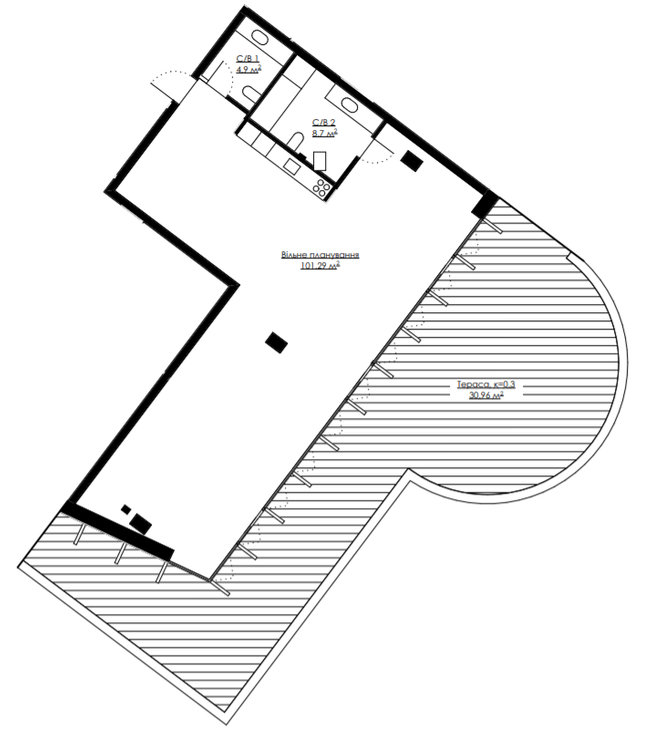 Свободная планировка 145.85 м² в ЖК ANDRIYIVSKY City Space от 133 160 грн/м², Киев