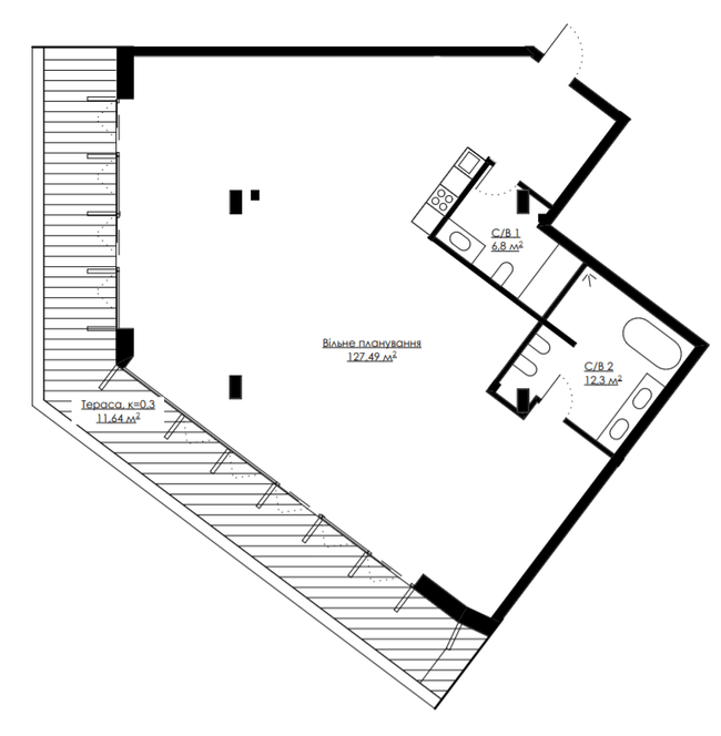 Свободная планировка 158.23 м² в ЖК ANDRIYIVSKY City Space от 130 013 грн/м², Киев