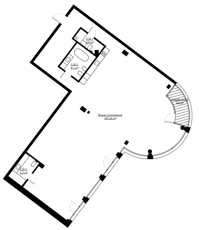 Свободная планировка 207.84 м² в ЖК ANDRIYIVSKY City Space от 110 083 грн/м², Киев