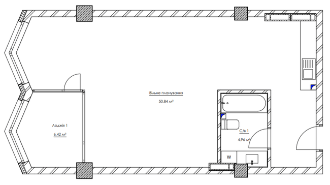 1-кімнатна 62.22 м² в ЖК KYIVPROEKT City Space від 97 428 грн/м², Київ