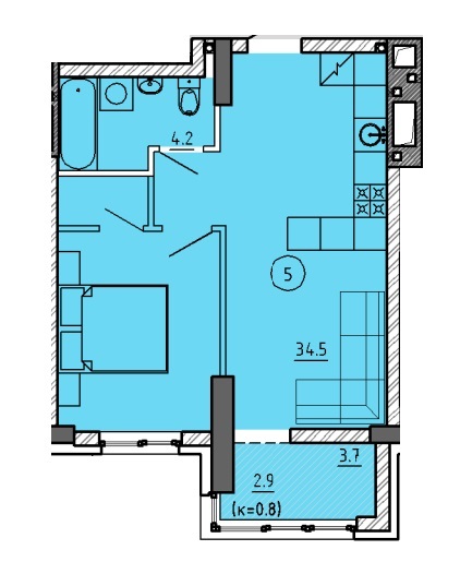 1-кімнатна 41.6 м² в ЖК Городок від 23 550 грн/м², Дніпро