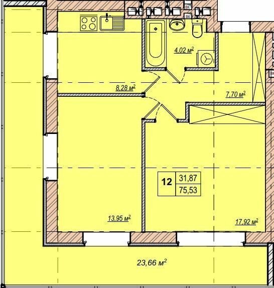 2-кімнатна 75.53 м² в ЖК Wood Park від 24 200 грн/м², Київ