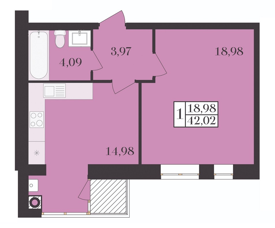 2-комнатная 42.02 м² в ЖК Элегант от 14 500 грн/м², Хмельницкий