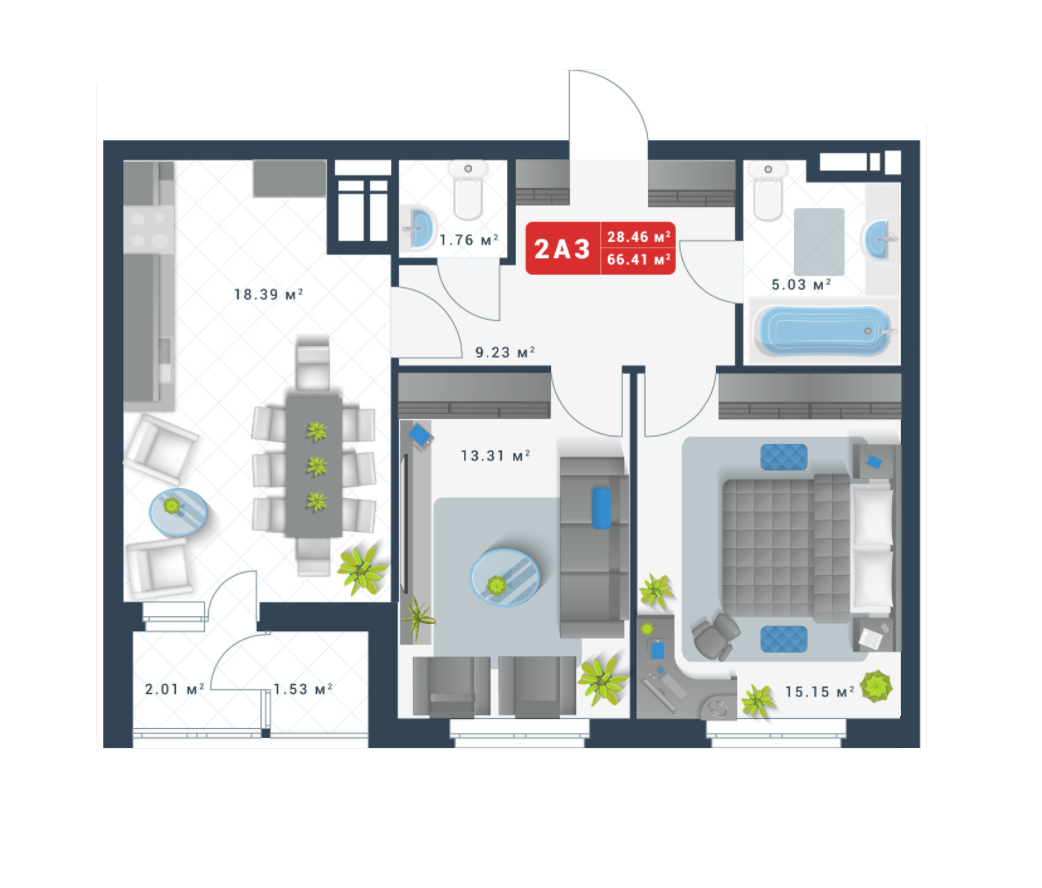 2-комнатная 66.41 м² в ЖК Причал 8 от 36 096 грн/м², Киев