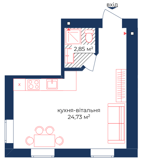 Студия 27.58 м² в КД Liverpool House от 29 100 грн/м², Киев