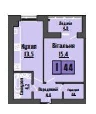 1-комнатная 44 м² в ЖК Династия от 18 000 грн/м², с. Тарасово