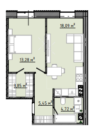 1-комнатная 46.39 м² в ЖК Osnova от 15 950 грн/м², Запорожье