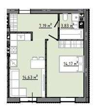 1-кімнатна 40.62 м² в ЖК Osnova від 19 050 грн/м², Запоріжжя