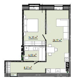 1-кімнатна 55.36 м² в ЖК Osnova від 19 050 грн/м², Запоріжжя