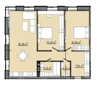 3-кімнатна 87.77 м² в ЖК Osnova від 19 450 грн/м², Запоріжжя
