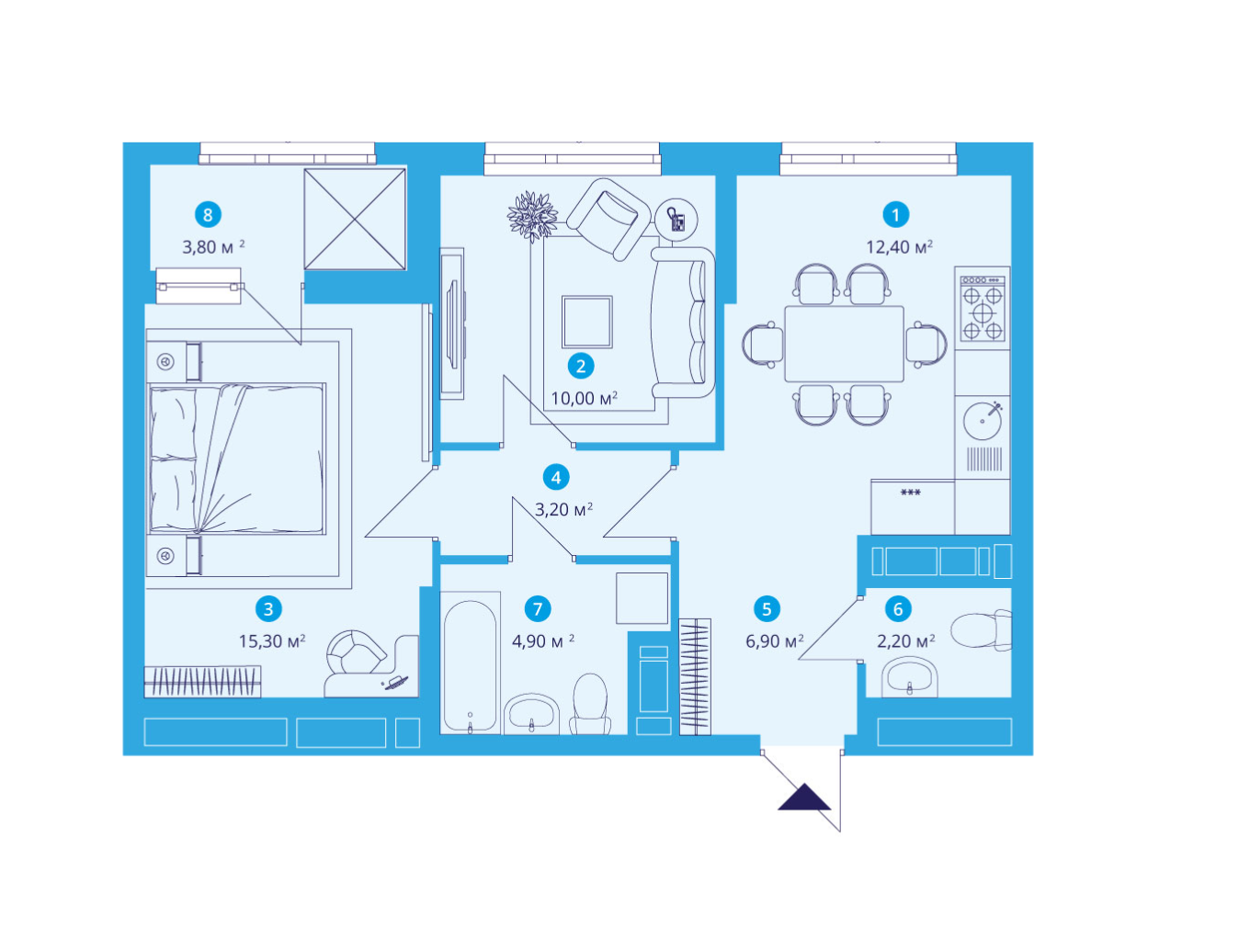 2-комнатная 58.6 м² в ЖК SKY AVENUE от 42 169 грн/м², Киев