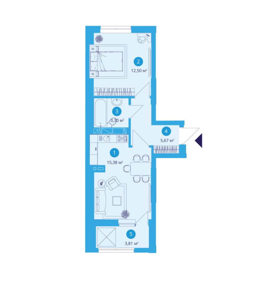 1-комнатная 40.66 м² в ЖК SKY AVENUE от 44 089 грн/м², Киев