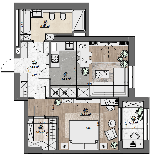 1-комнатная 60.94 м² в ЖК Dynastia BC от 22 600 грн/м², г. Белая Церковь