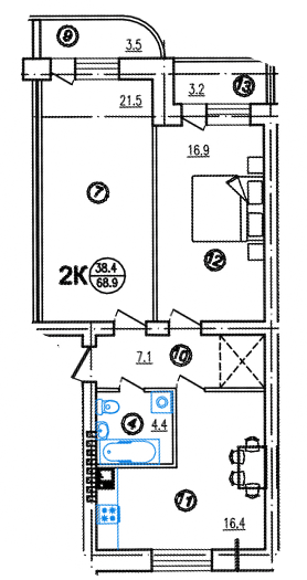 2-кімнатна 68.9 м² в ЖК Lake City від 13 500 грн/м², м. Біла Церква