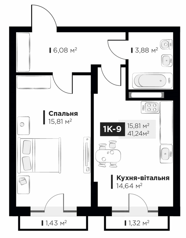1-кімнатна 44.59 м² в ЖК Life Story від 35 279 грн/м², Київ