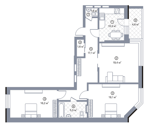 3-кімнатна 95.4 м² в ЖК Київський Шлях від 17 300 грн/м², м. Бориспіль