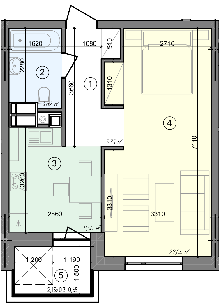 1-комнатная 40.42 м² в ЖК Голосеевская Долина от 28 000 грн/м², Киев