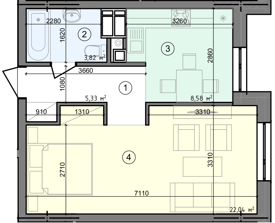 1-кімнатна 39.71 м² в ЖК Голосіївська Долина від 27 000 грн/м², Київ