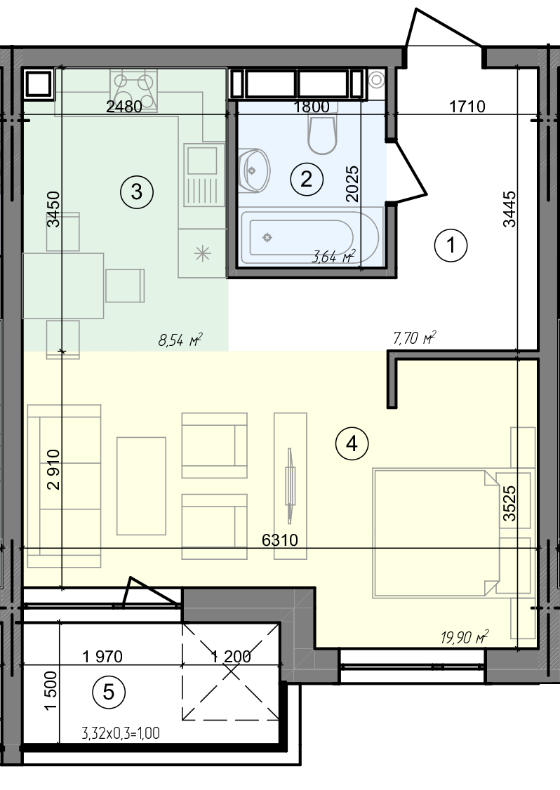 1-комнатная 40.78 м² в ЖК Голосеевская Долина от 26 000 грн/м², Киев