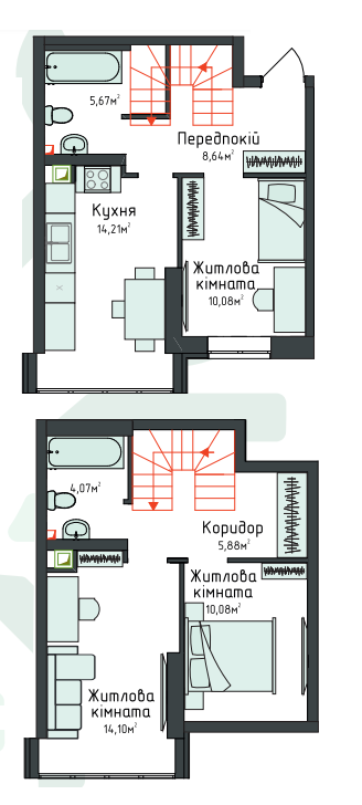 Дворівнева 72.12 м² в Клубна резиденція O`Club від 29 085 грн/м², с. Крюківщина