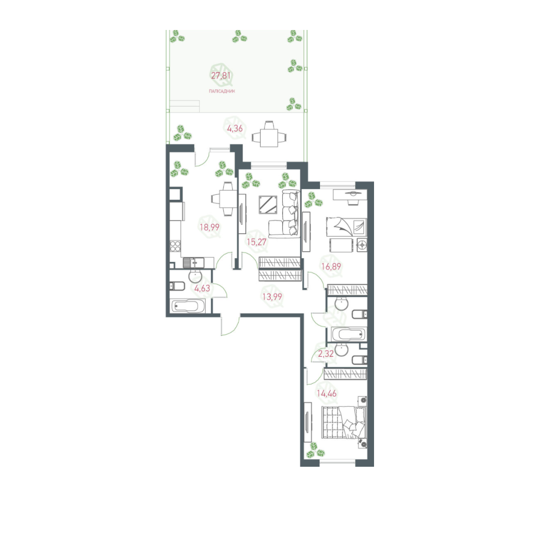 3-кімнатна 95.5 м² в ЖК Озерний гай (Гатне) від 36 150 грн/м², с. Гатне