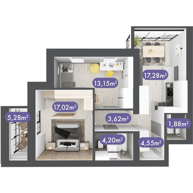 2-комнатная 66.98 м² в ЖК Desna Park Residence от 18 550 грн/м², с. Зазимье