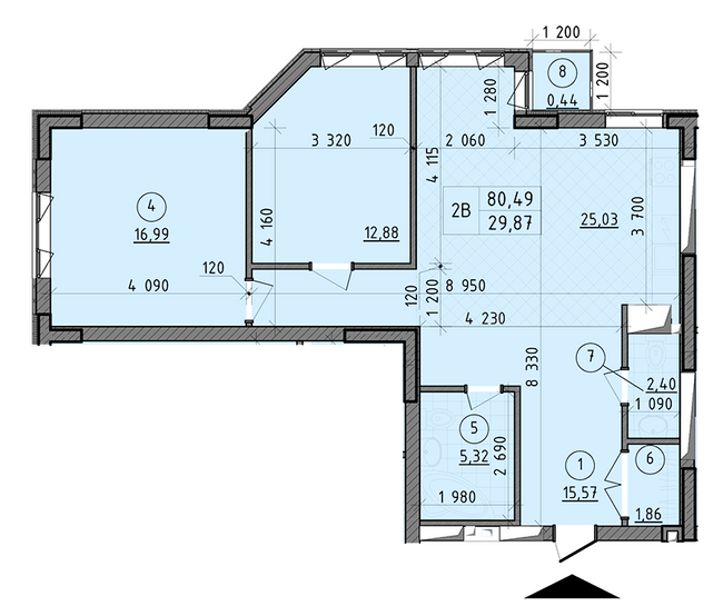 2-комнатная 80.49 м² в ЖК Зенит от 27 000 грн/м², г. Вышгород