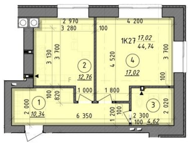 1-комнатная 44.74 м² в ЖК Французский бульвар от 18 650 грн/м², г. Вышгород