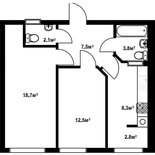 2-кімнатна 55.9 м² в ЖК Благород від 16 100 грн/м², с. Крюківщина