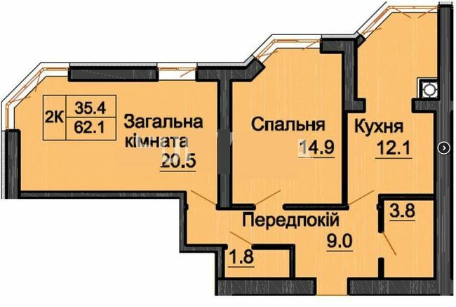 2-кімнатна 62.1 м² в ЖК Sofia Nova від 25 000 грн/м², с. Новосілки