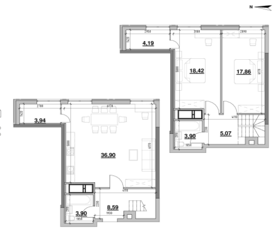 Двухуровневая 102.77 м² в ЖК Nordica Residence от 67 343 грн/м², Киев