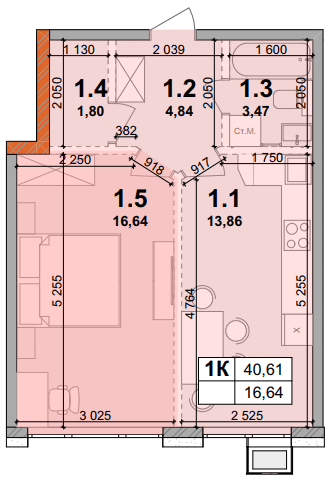 1-кімнатна 40.61 м² в ЖК Petrivsky Residence від 29 000 грн/м², с. Святопетрівське