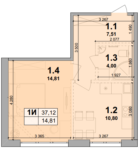 1-кімнатна 37.12 м² в ЖК Petrivsky Residence від 29 000 грн/м², с. Святопетрівське