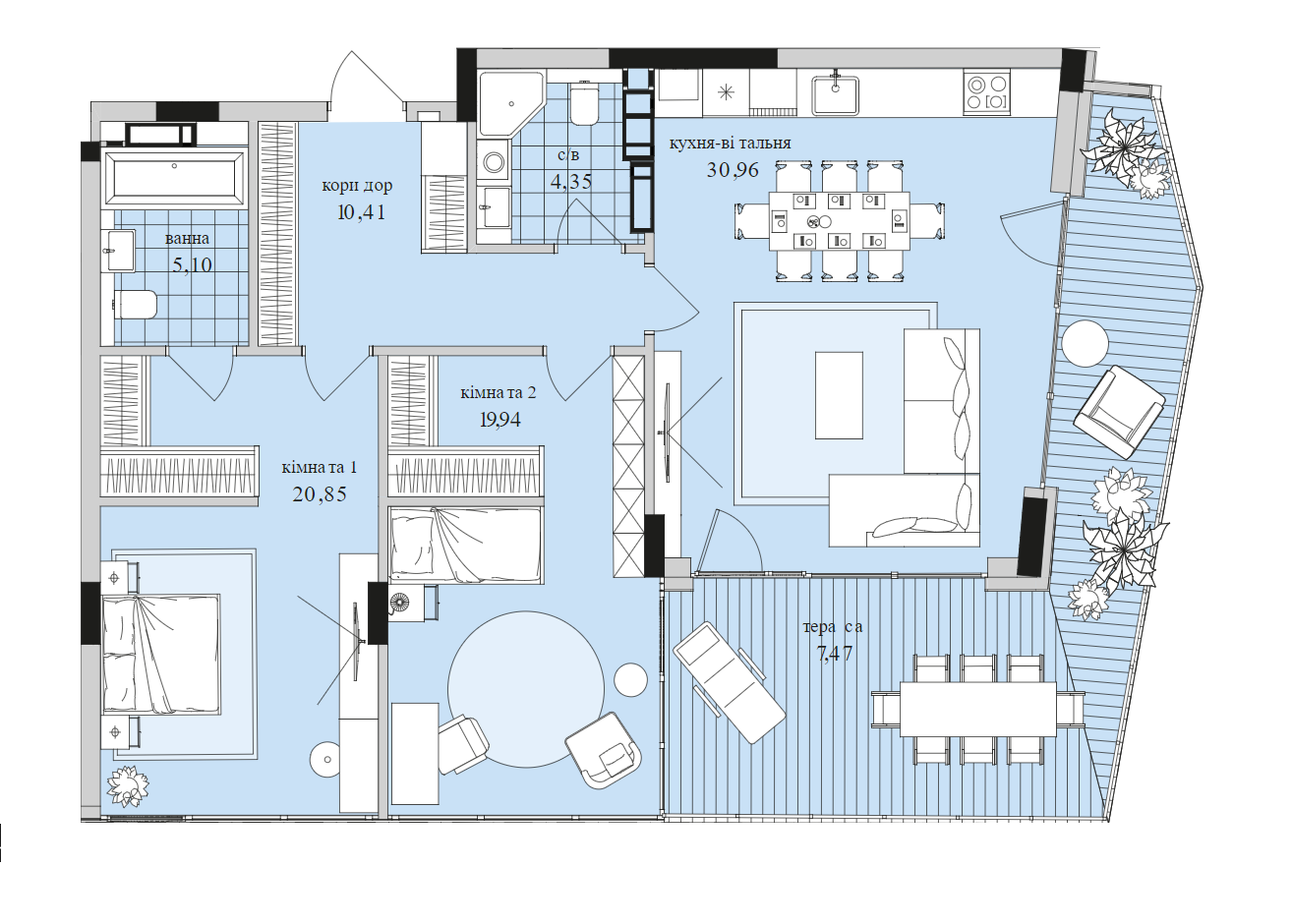 2-кімнатна 98.64 м² в ЖК Park Lake City від 65 575 грн/м², с. Підгірці