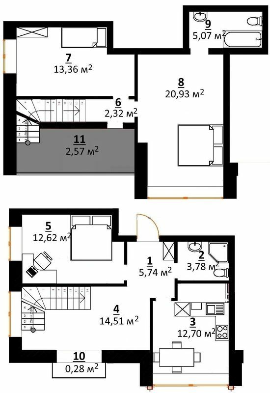 Дворівнева 93 м² в ЖК City Lake від 17 500 грн/м², с. Шевченкове