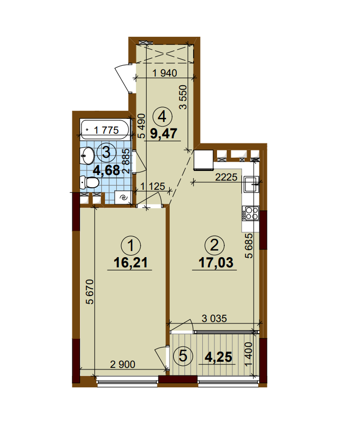 1-комнатная 52 м² в ЖК Варшавский Плюс от 25 250 грн/м², Киев