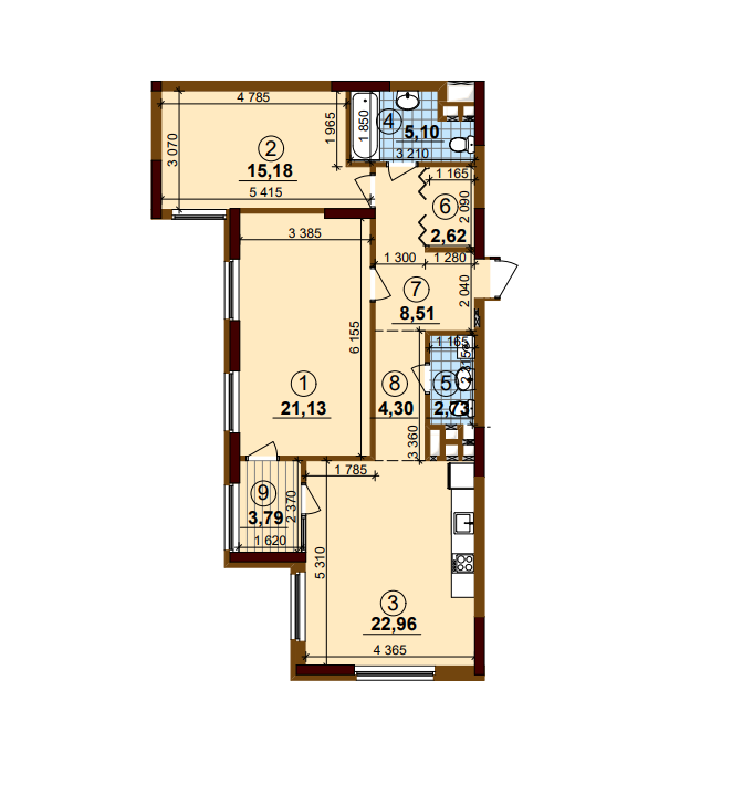 2-кімнатна 86.32 м² в ЖК Варшавський Плюс від 22 250 грн/м², Київ