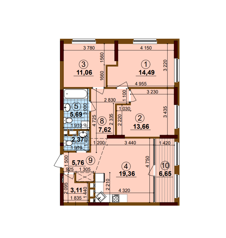 3-комнатная 89.77 м² в ЖК Варшавский Плюс от 22 750 грн/м², Киев