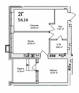 2-кімнатна 56.16 м² в ЖК Grand Country Irpin від 21 500 грн/м², м. Ірпінь