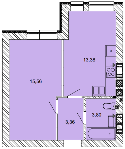 1-кімнатна 36.1 м² в ЖК Найкращий квартал від 29 450 грн/м², м. Ірпінь