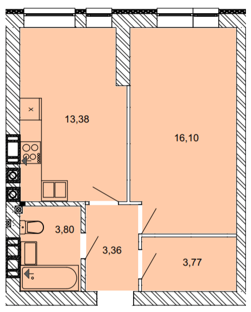 1-кімнатна 40.41 м² в ЖК Найкращий квартал від 29 450 грн/м², м. Ірпінь
