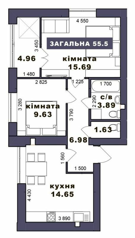 2-кімнатна 55.5 м² в ЖК Family Comfort від 19 550 грн/м², м. Ірпінь