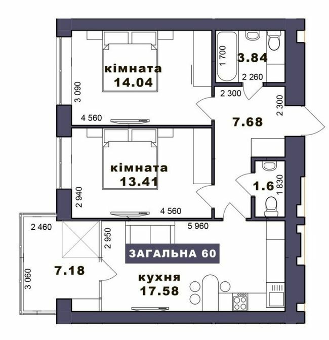 2-комнатная 60 м² в ЖК Family Comfort от 19 550 грн/м², г. Ирпень