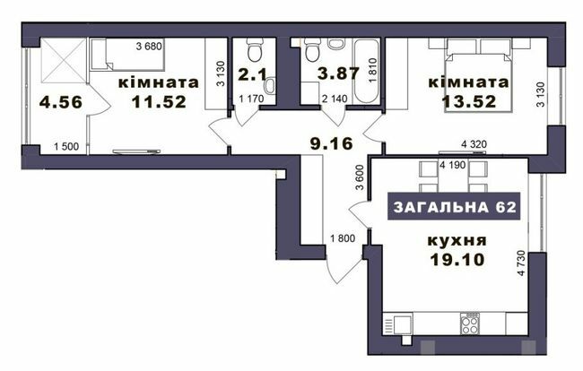 2-кімнатна 62 м² в ЖК Family Comfort від 19 550 грн/м², м. Ірпінь