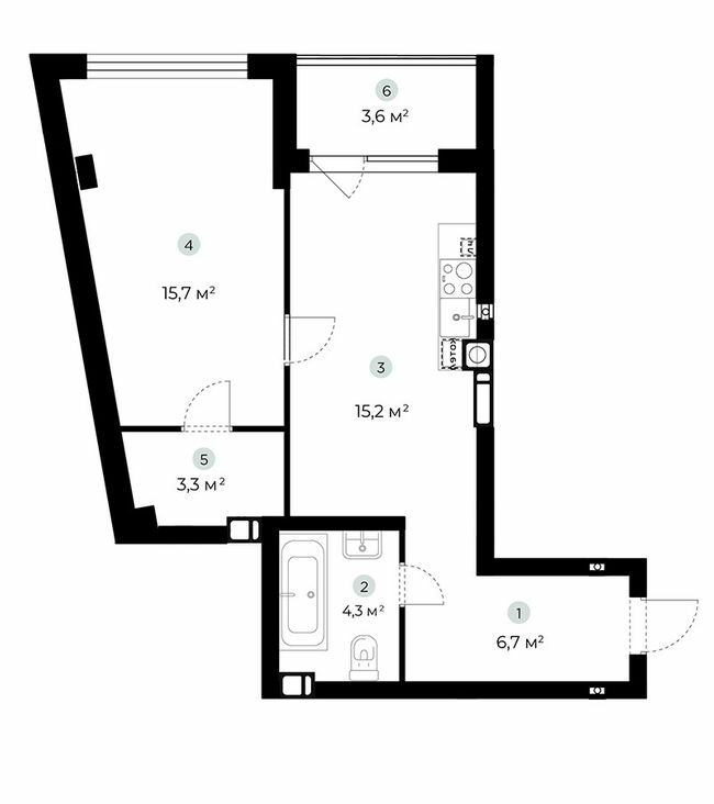 1-кімнатна 47 м² в ЖК PARKTOWN від 22 000 грн/м², смт Гостомель